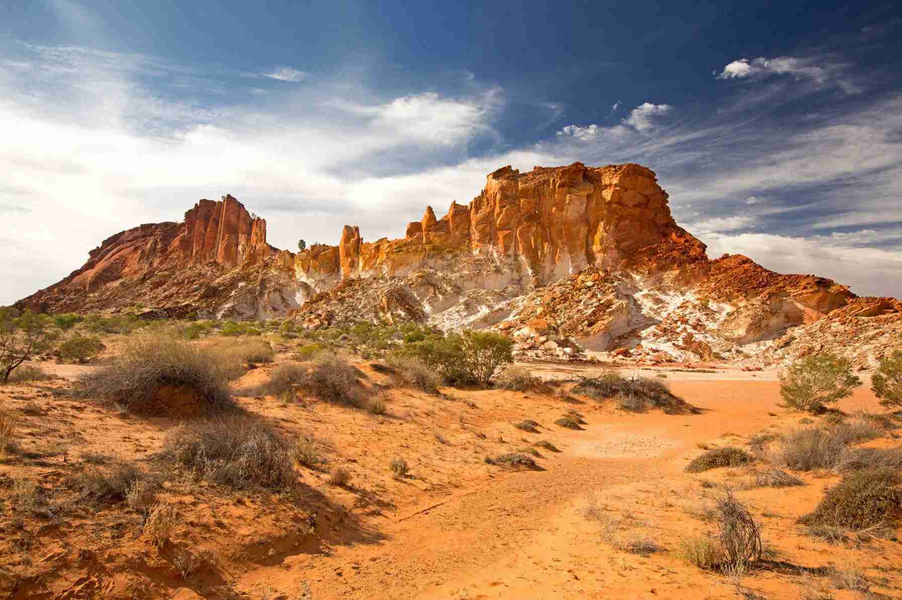 Stunning view of Australia's red desert landscape in the heart of the outback